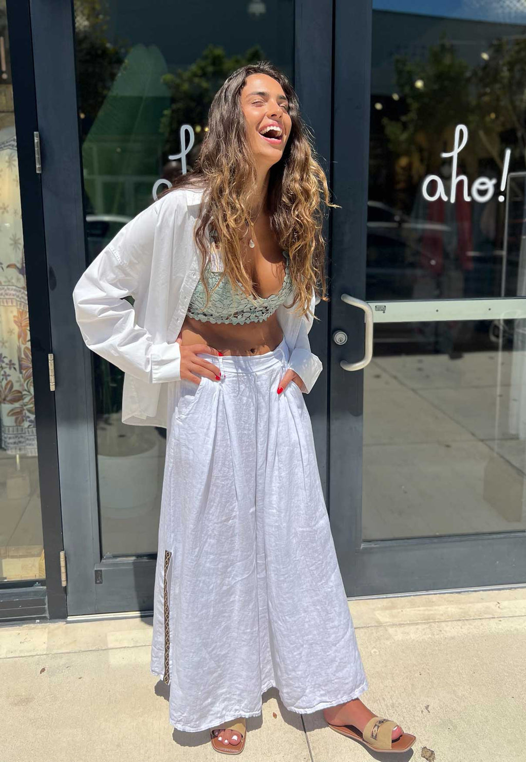 Italian Linen Wide-Leg Pants