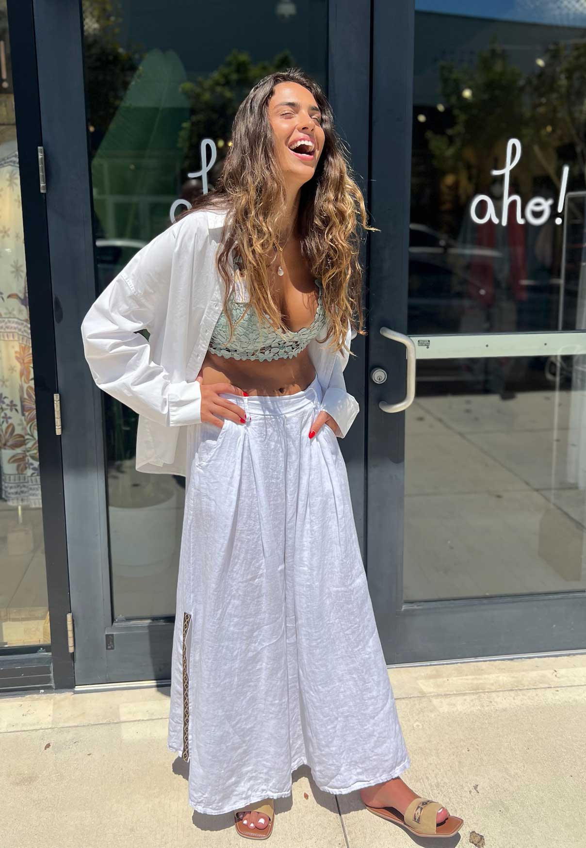 Italian Linen Wide-Leg Pants