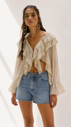 Luigi Ruffle Top - Soft Linen & Cotton