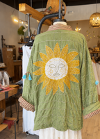 Sun Beaded Kimono Jacket - Green Moss