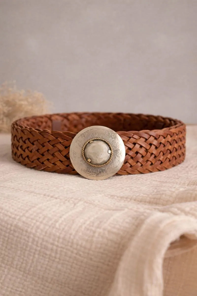 Leather braided belt