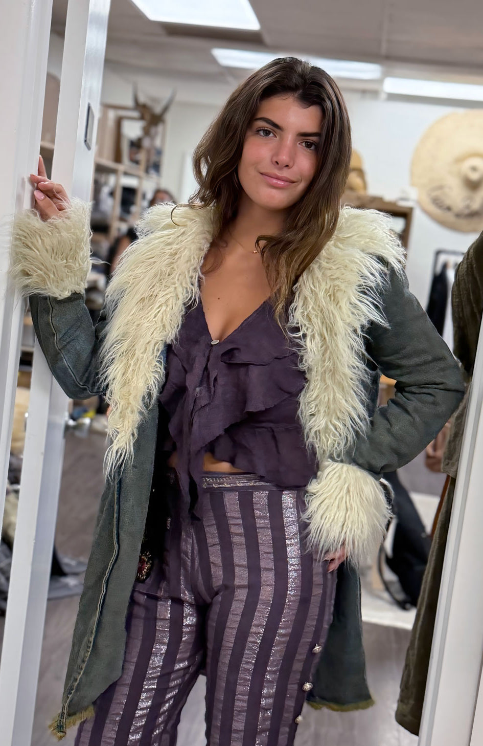 Denim Fur Coat