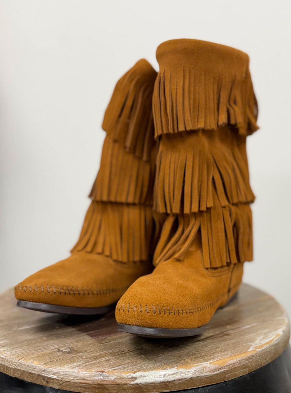 Triple Fringe Suede Boots
