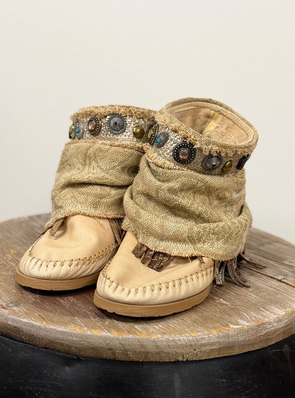Jewel Fringe Leather Boots