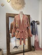 Sun Beaded Kimono Jacket - Terracotta Rose