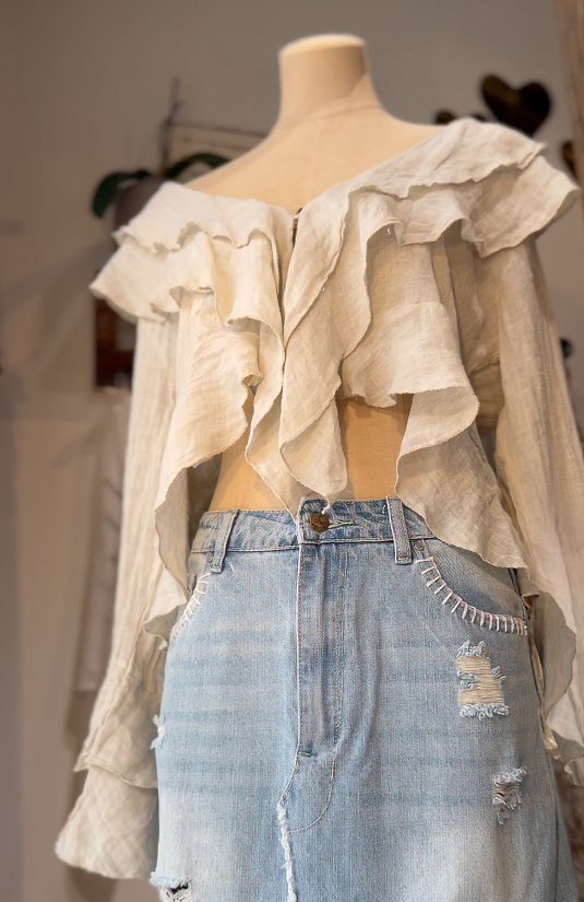 Luigi Ruffle Top - Soft Linen & Cotton