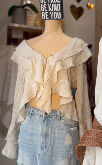 Luigi Ruffle Top - Soft Linen & Cotton