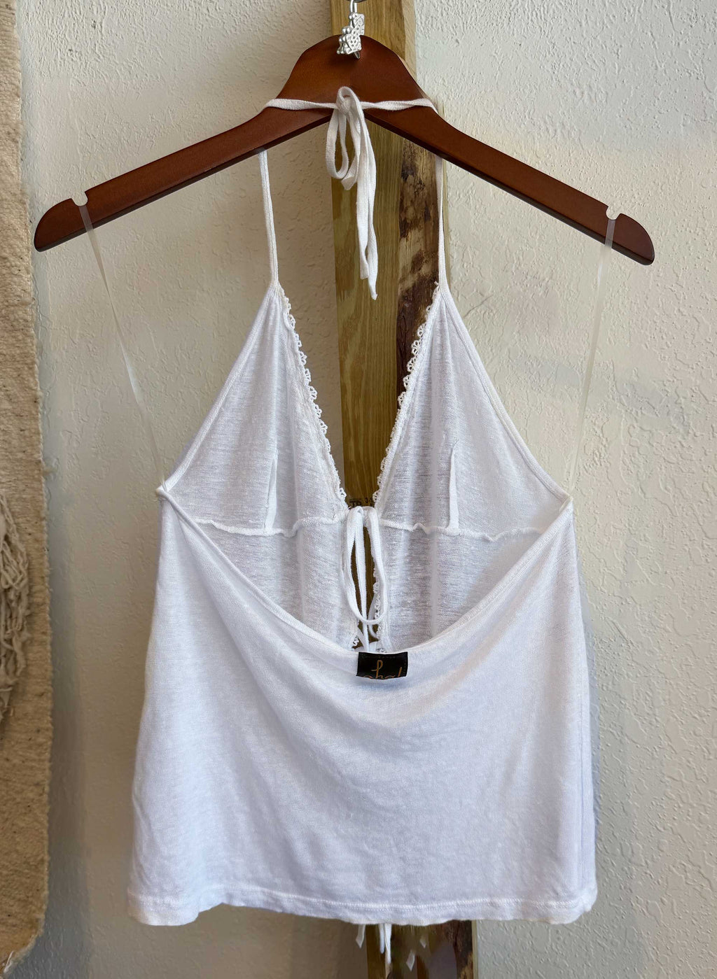 Linen Top with embroidered Tie-Front