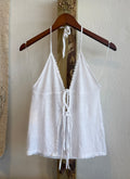 Linen Top with embroidered Tie-Front